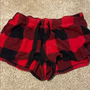 Plaid Lounge Shorts - Red and Black